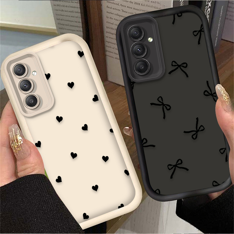 Phone Cases Samsung Galaxy - เคสลายโบว์รูปหัวใจสีดำสำหรับ Samsung Galaxy A20 A30 A54