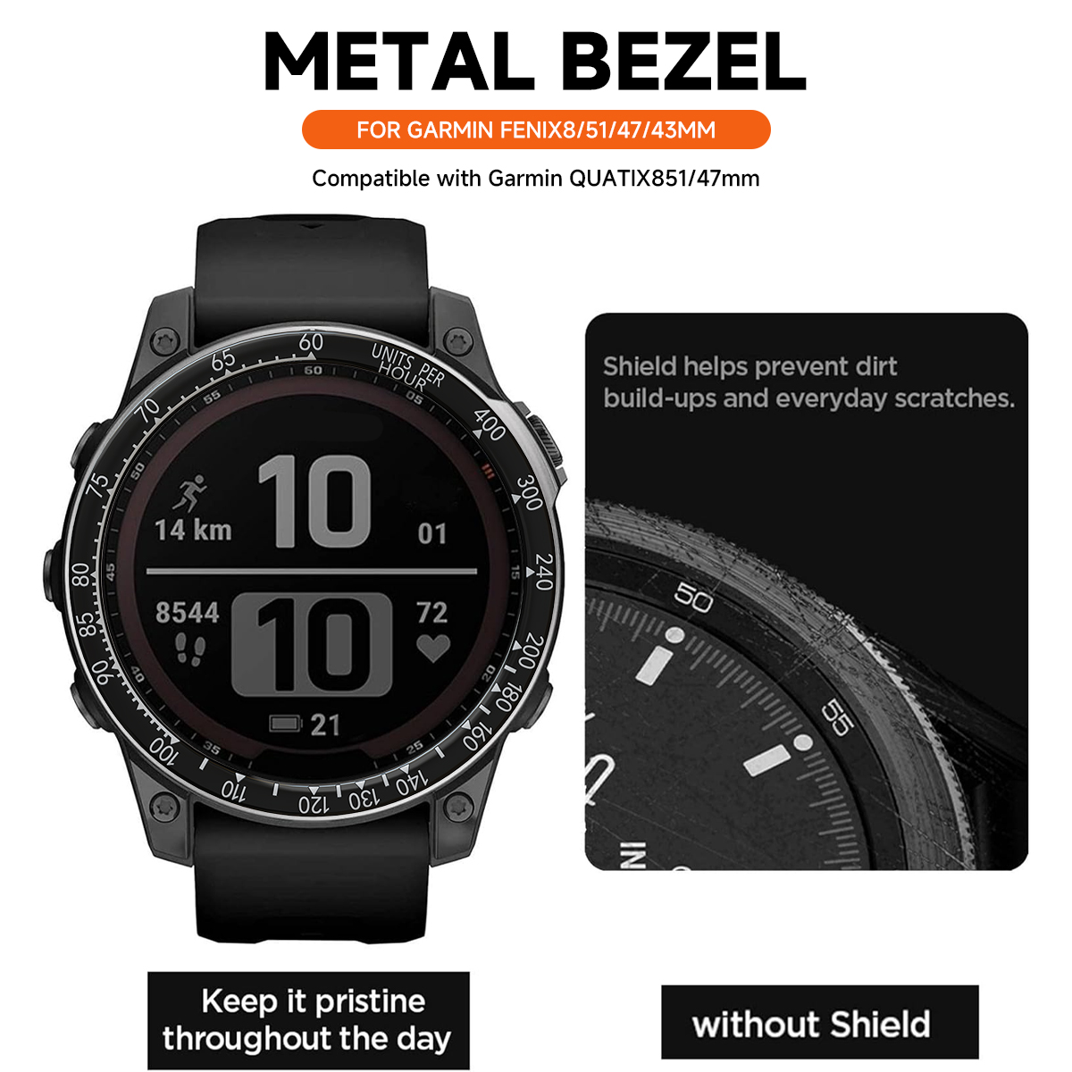 Phone Cases Android - ฝาครอบกันกระแทกสแตนเลสสำหรับ Garmin Fenix 8 51 มม.