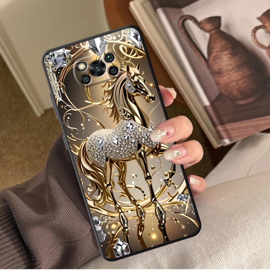 Phone Cases Horse - เคสโทรศัพท์มือถือ Golden Horse Funda สำหรับ Xiaomi