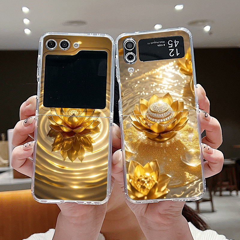 Phone Cases Z Fold 6 - เคสโทรศัพท์ลายดอกบัวสีทองสุดสร้างสรรค์สำหรับ Samsung Galaxy Z Flip 7