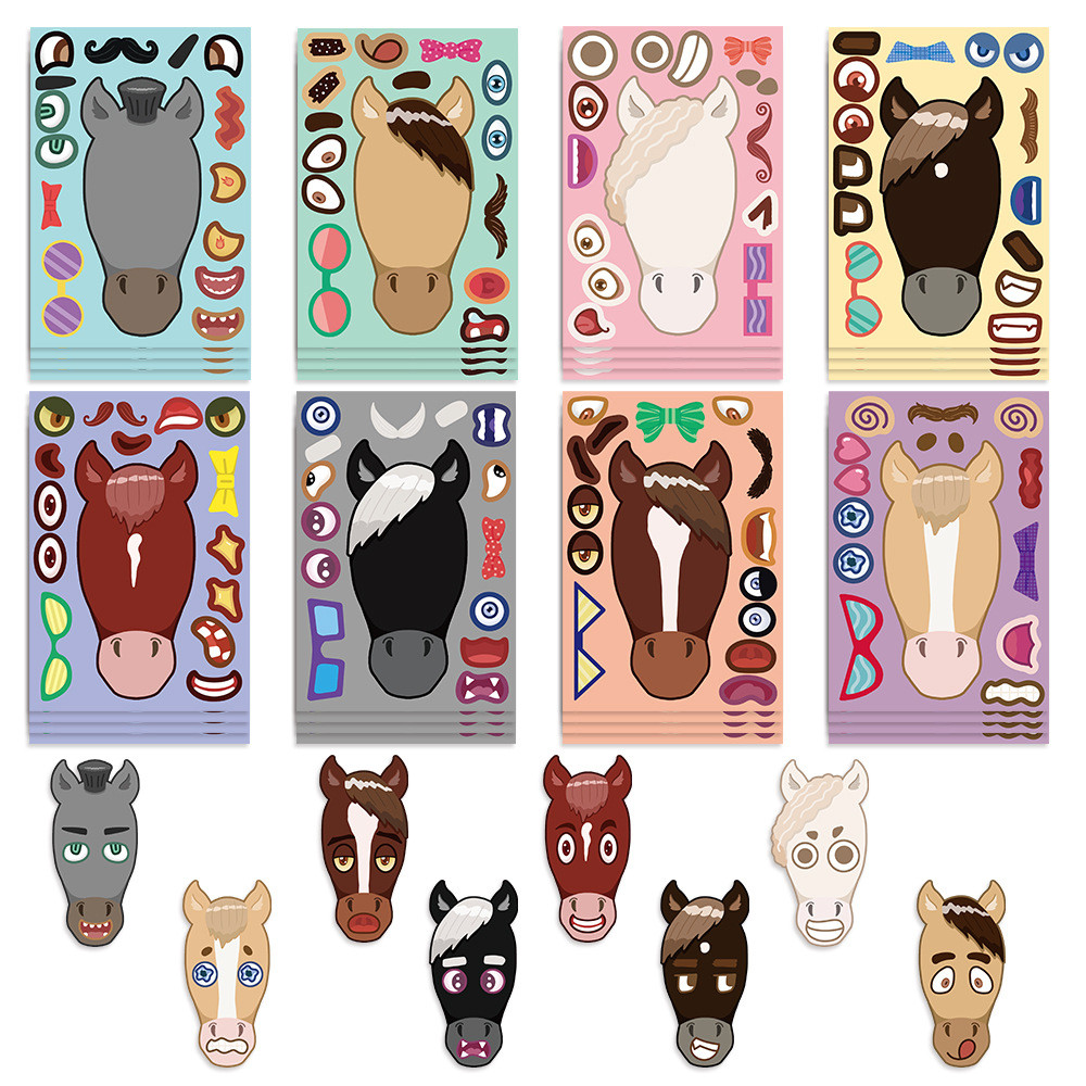 Phone Cases Horse - สติกเกอร์ลายการ์ตูนม้า 8 ชิ้น - สติกเกอร์กันน้ำ DIY