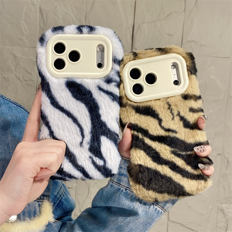 Phone Cases For Iphone 11 - เคสโทรศัพท์ลายม้าลายหรูหรา ขนปุย นุ่มฟู สำหรับ iPhone 17