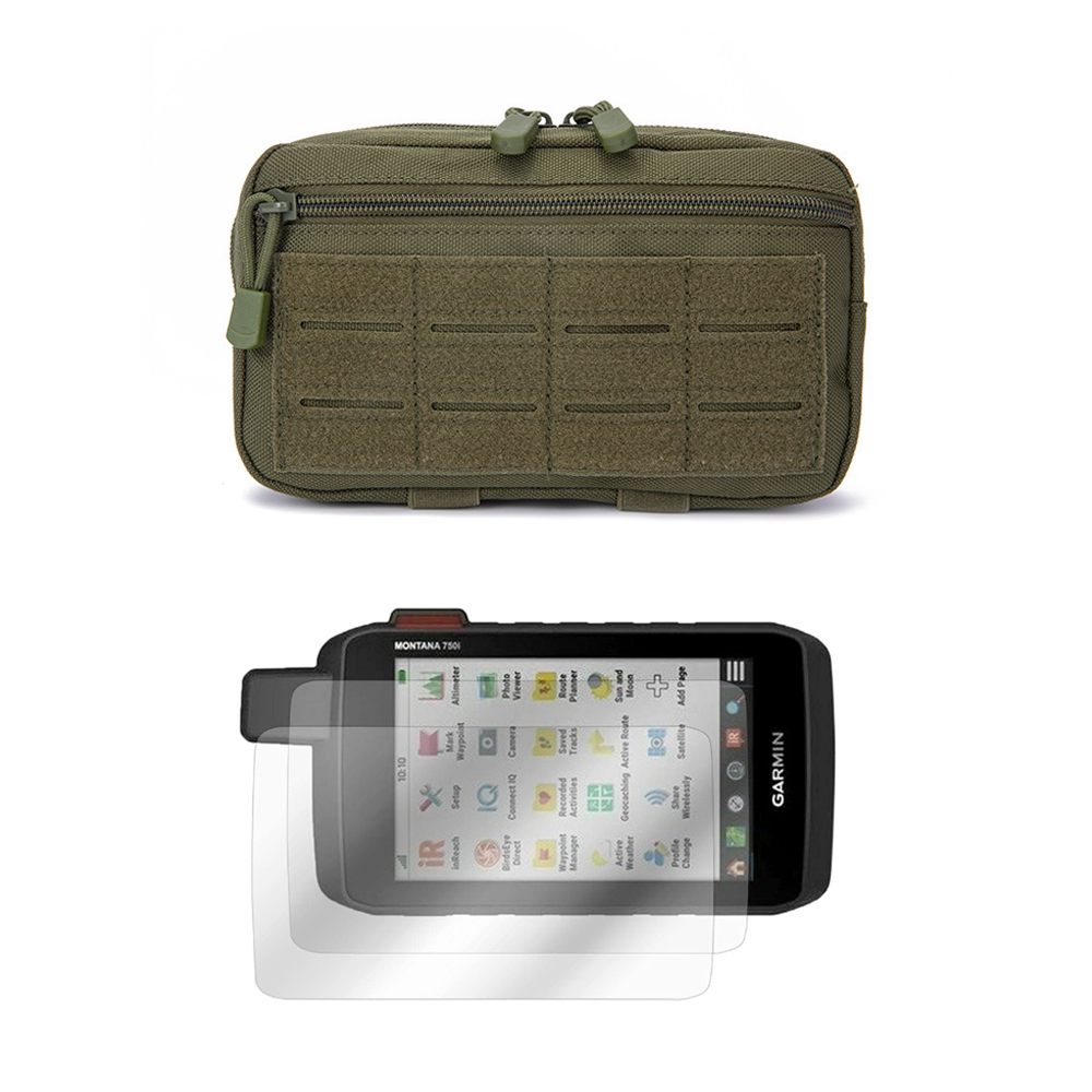 Military Grade Case - กระเป๋าคาดเอวแบบยุทธวิธีสำหรับกีฬา Molle EDC พร้อมฟิล์มกันรอยหน้าจอสำหรับ Garmin Montana