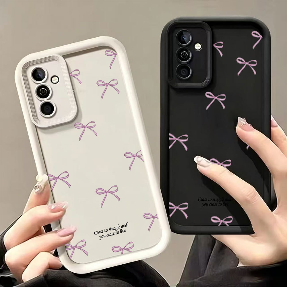 Phone Cases Samsung Galaxy - เคสโทรศัพท์ TPU นิ่มลายโบว์สีชมพู สำหรับ Samsung Galaxy
