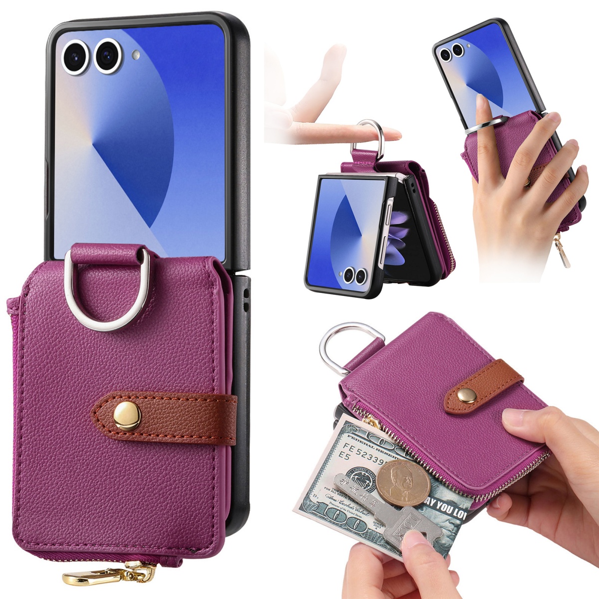 Phone Cases That Hold Cards - เคสโทรศัพท์แบบมีช่องใส่บัตรสุดหรูสำหรับ Samsung Galaxy Z Flip 8
