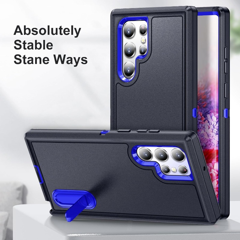Military Grade Case - เคสโทรศัพท์แบบแข็ง 2in1 ระดับทหาร พร้อมขาตั้งในตัว สำหรับ Samsung