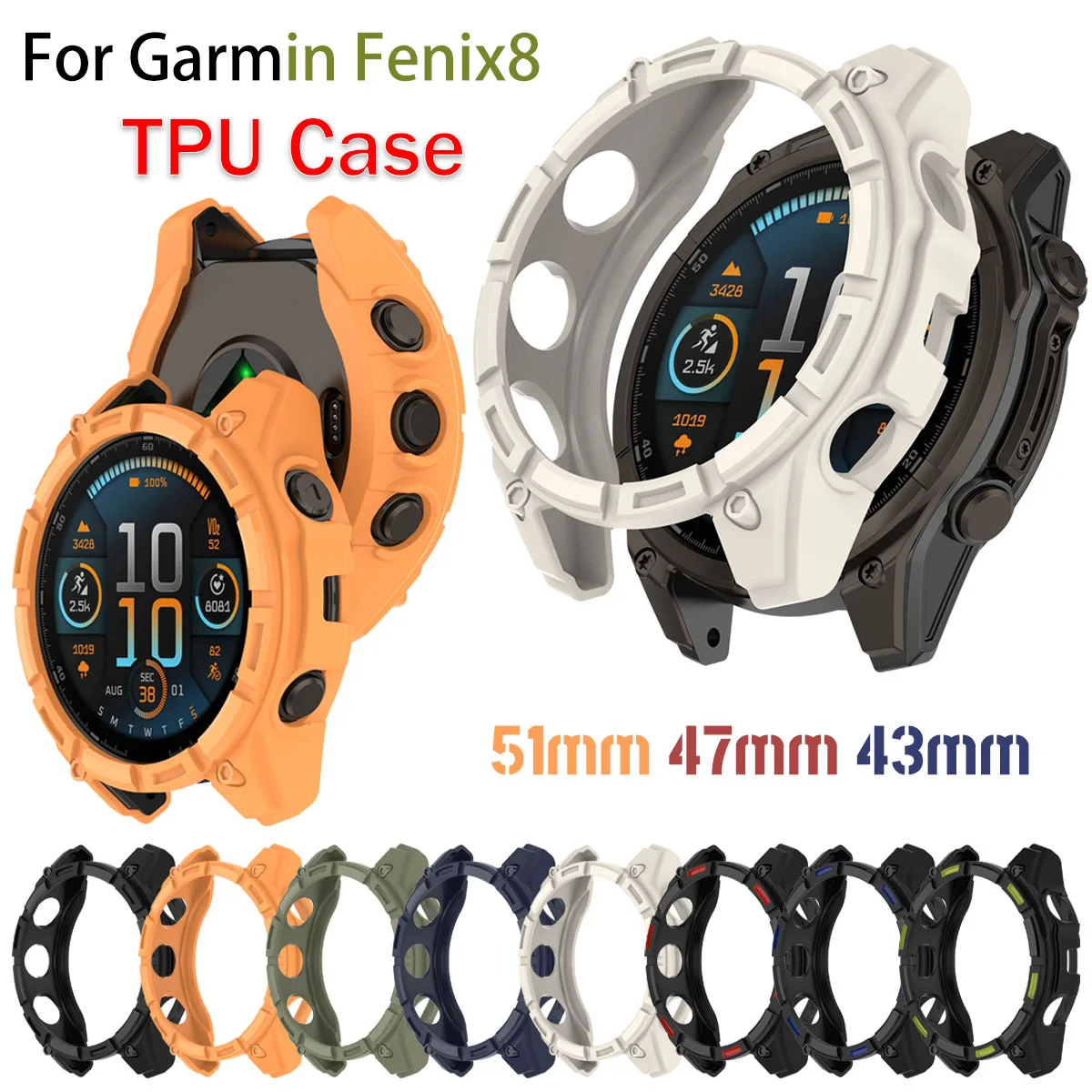 Phone Cases Android - กรณีTPUสําหรับGarmin Fenix8 51/47/43 มม.นาฬิกาสร้อยข้อมือกรอบBezelเปลี่ยนสําหรับGarmin Fenix 8