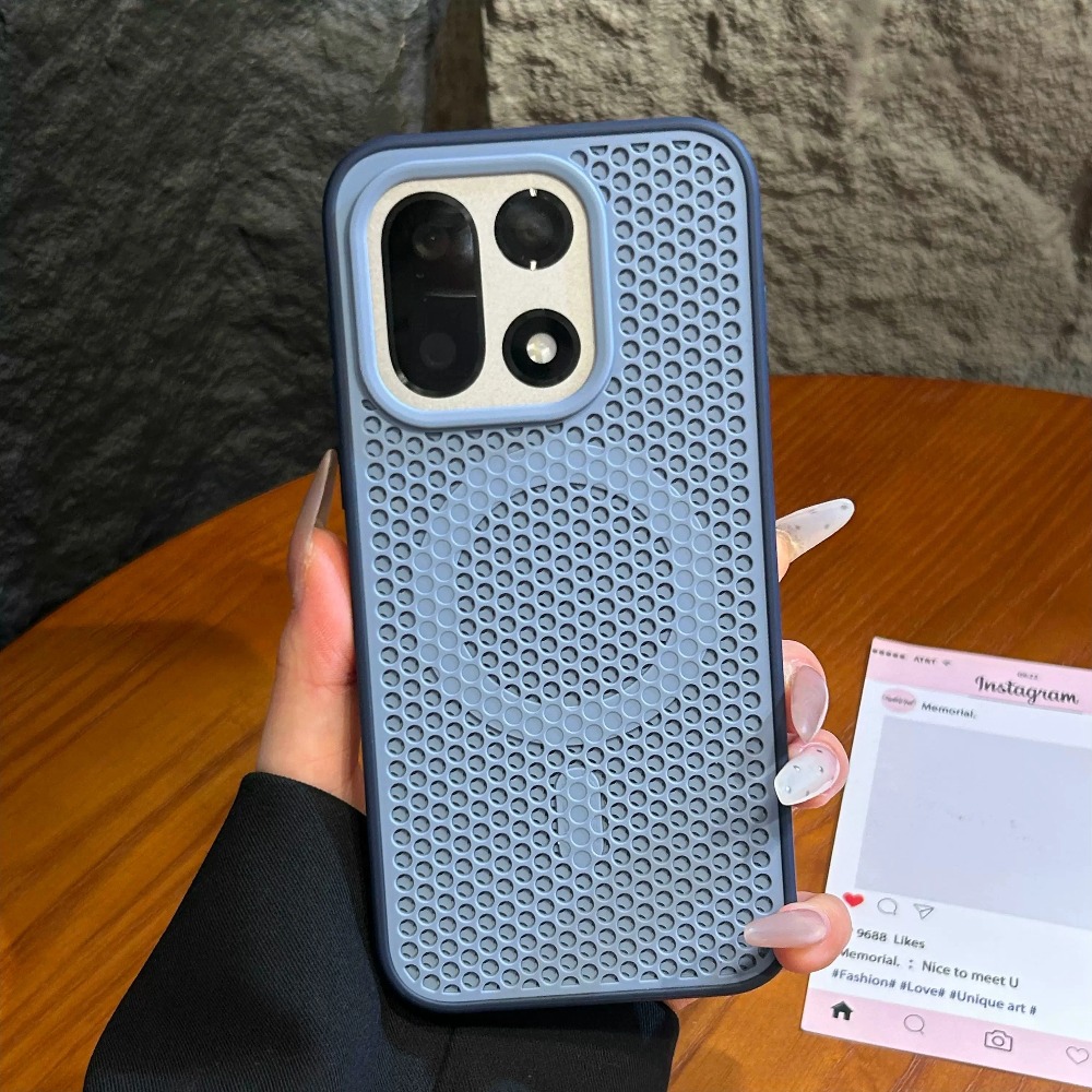 Heat Dissipation Case - แฟชั่นระบายความร้อนเคสโทรศัพท์แม่เหล็กสำหรับโอเปิ้ล 15 สำหรับแม็กเซฟระบายอากาศได้ดีป้องกันการตกกระแทกฝาหลัง