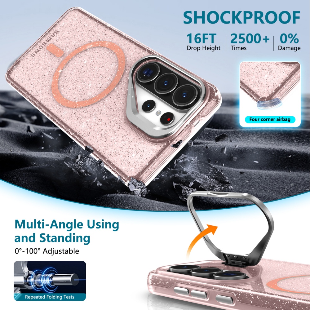 เคสใสแบบมีกลิตเตอร์พร้อมขาตั้ง - Military Grade Case บทวิจารณ์และราคา